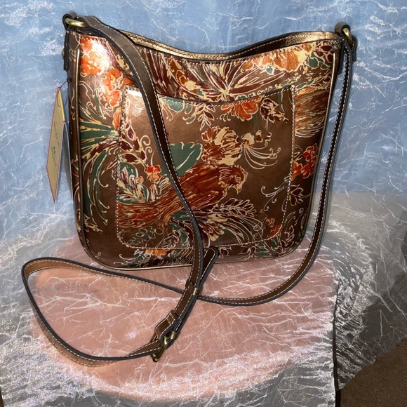 Crossbody and Wallet, Patricia Nash Vintage Italian Pheasant Bronze NWT - Picture 13 of 16